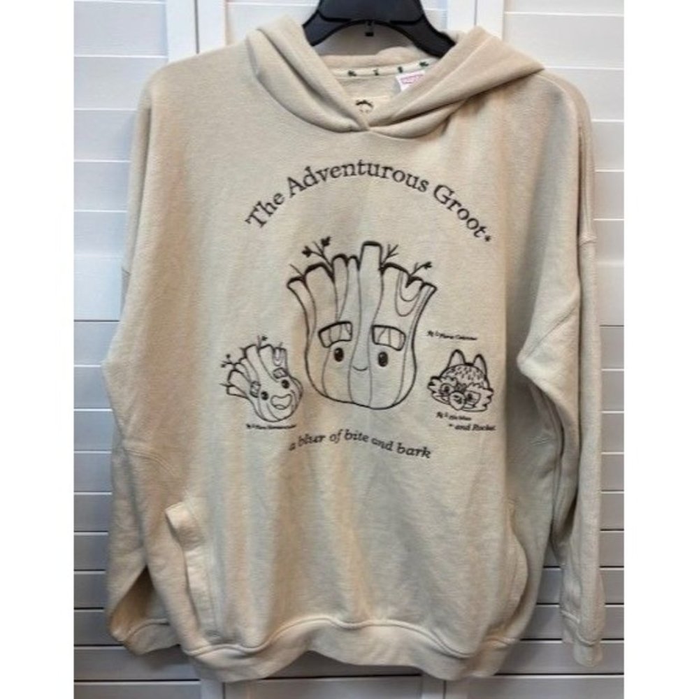 Marvel Hoodie Adult XXL 2XL Beige Groot Guardians Of The Galaxy Disney Parks
